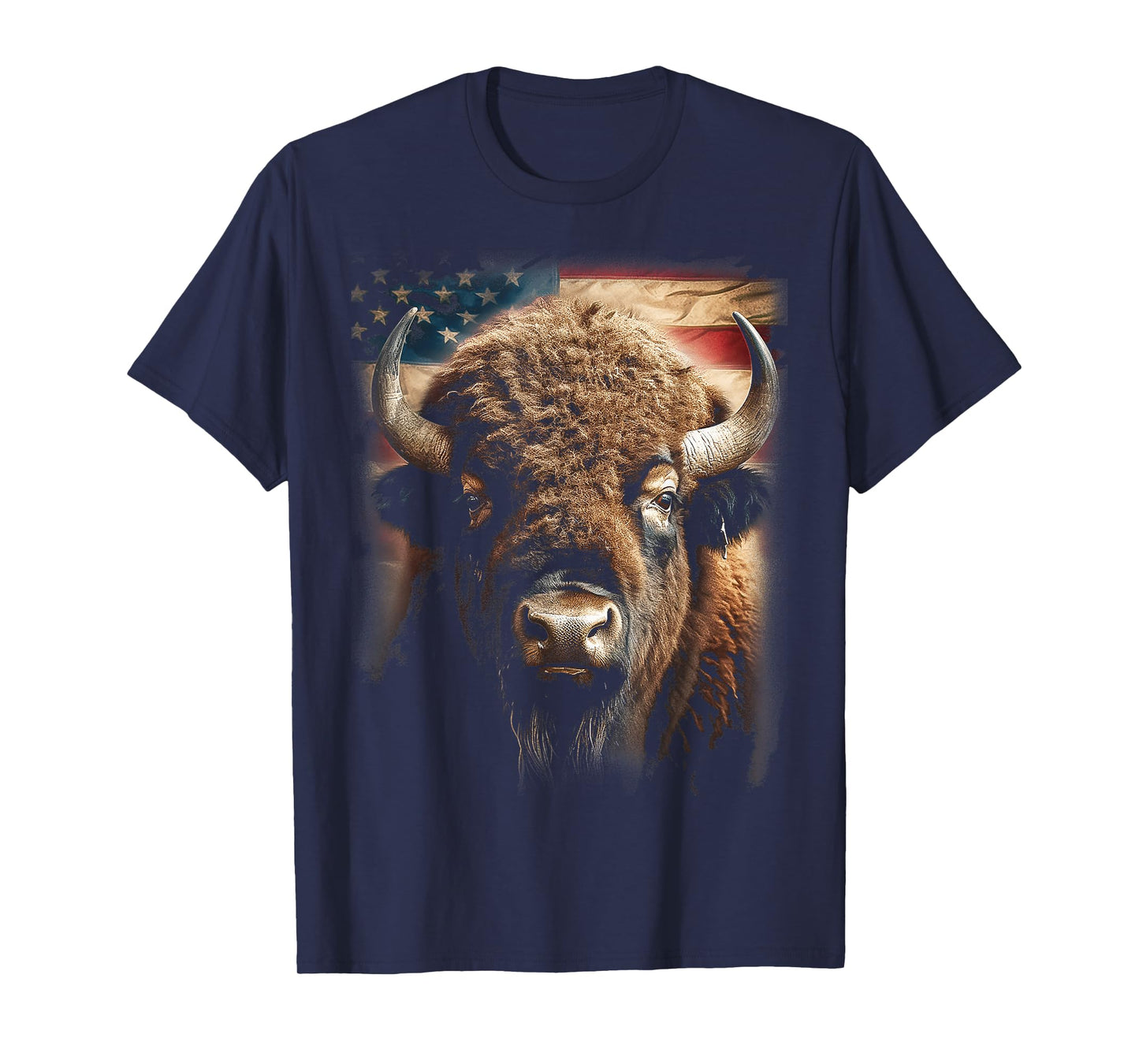 Western Buffalo American Bison USA Buffalo American flag Women Kids Men T-Shirt
