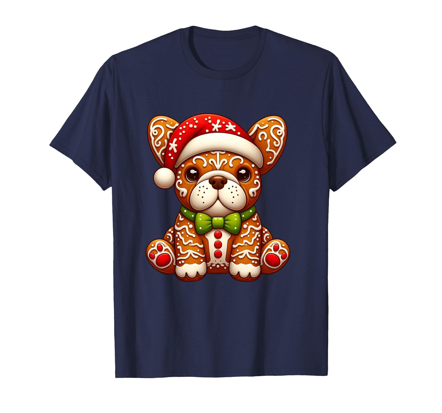 Gingerbread Man French Bulldog Christmas Womens Mens Kids Long Sleeve T-Shirt