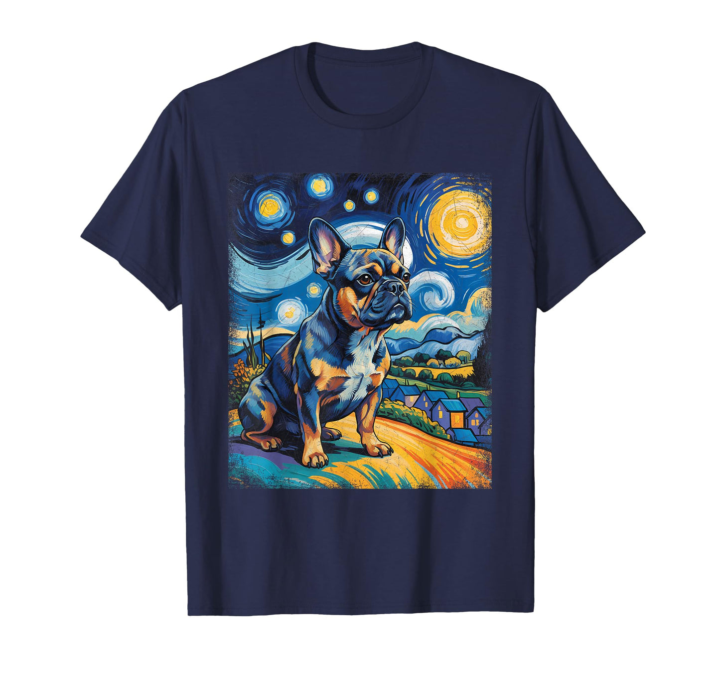 French Bulldog Starry Sky Van Gogh Style Sky Art Frenchie T-Shirt