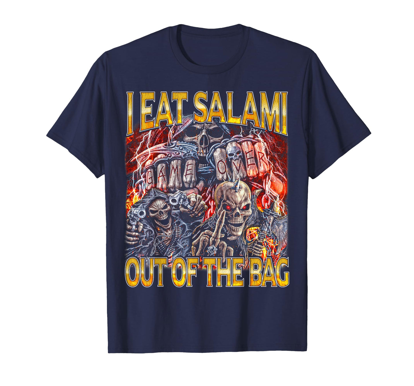 I Eat Salami - Edgy Skeleton Bootleg Hard Skeleton Meme T-Shirt
