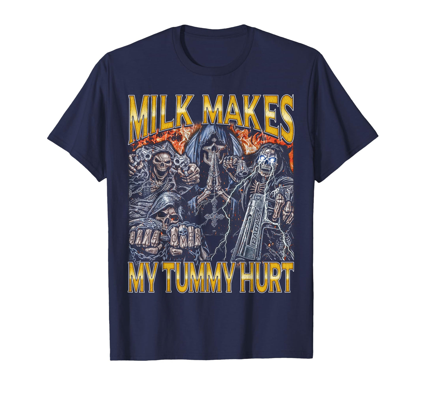 Milk Lactose - Edgy Skeleton Bootleg Cool Hard Skeleton Meme T-Shirt