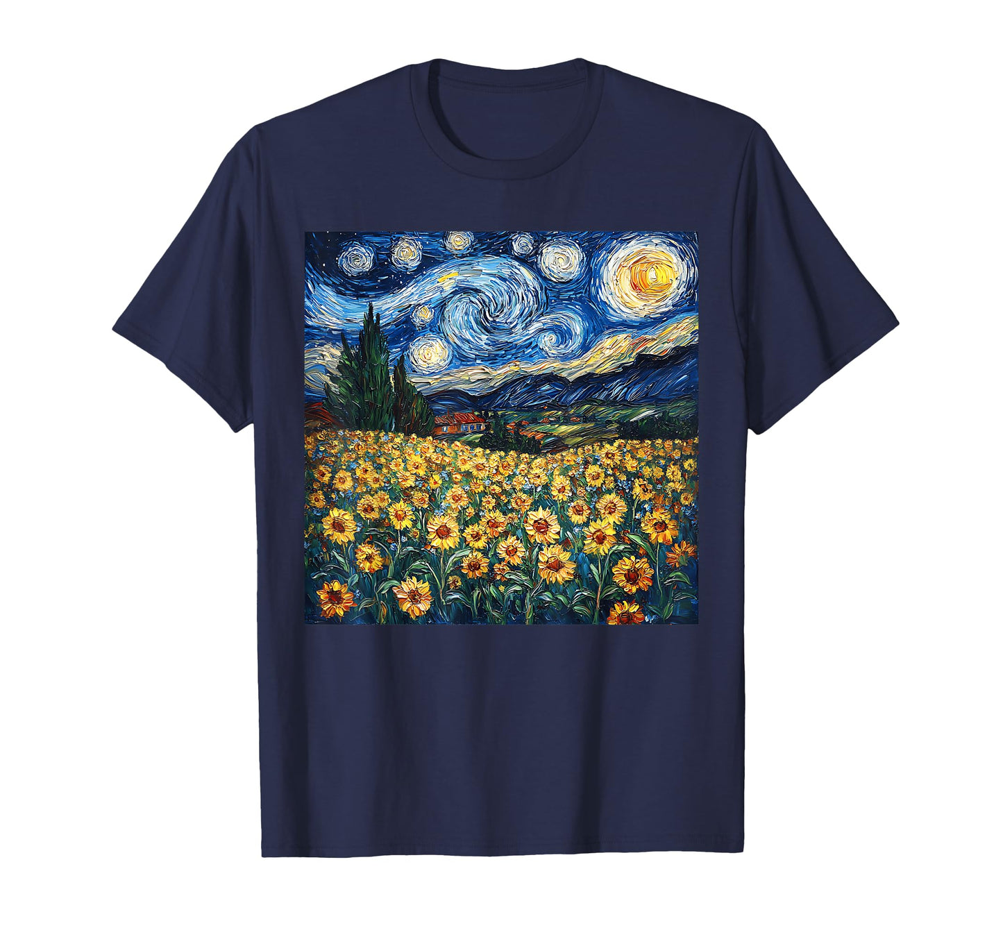 Sunflower Van Gogh Style Starry Night Graphic Floral Flower T-Shirt