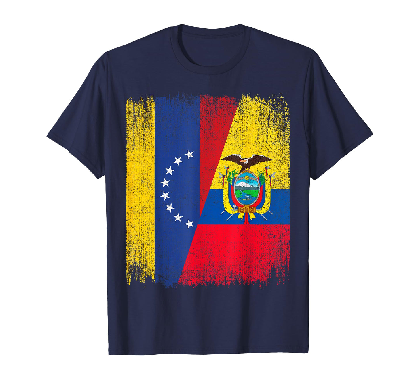 Half Venezuela Ecuador Flag Venezuelan Ecuadorian Roots T-Shirt