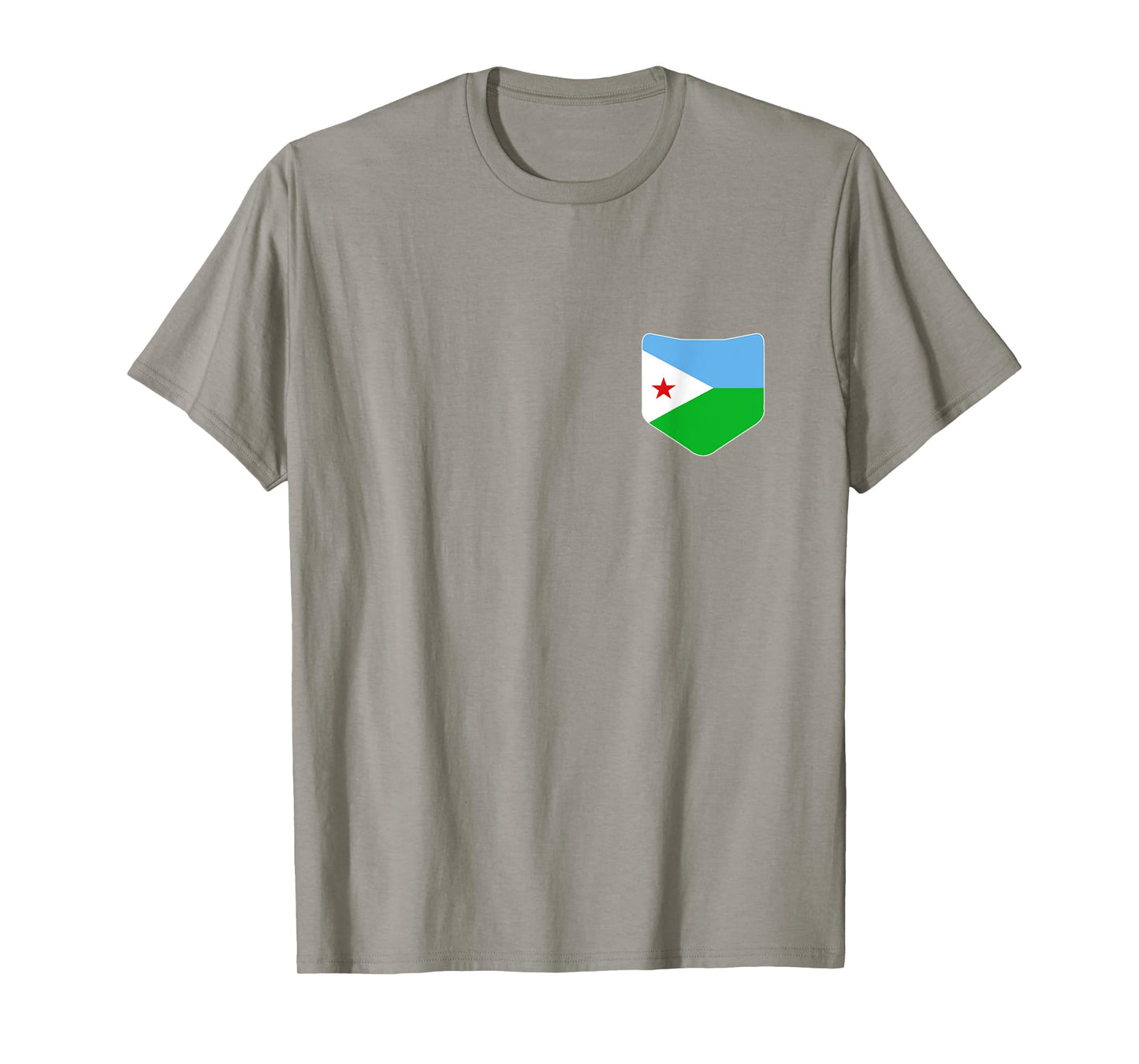 Djibouti Flag T-Shirt with Printed Djibouti Flag Pocket