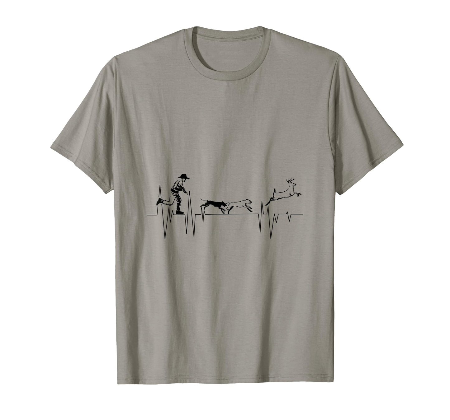 Funny Hunting Heartbeat EKG Dogs Bucks Red Deer T-Shirt