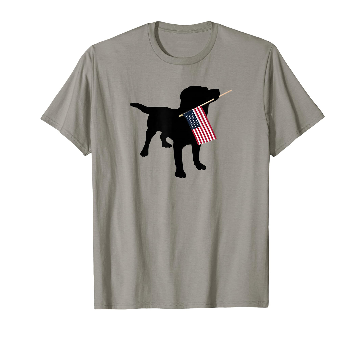 Black Lab Dog Holding July 4th Patriotic USA Flag T-Shirt T-Shirt