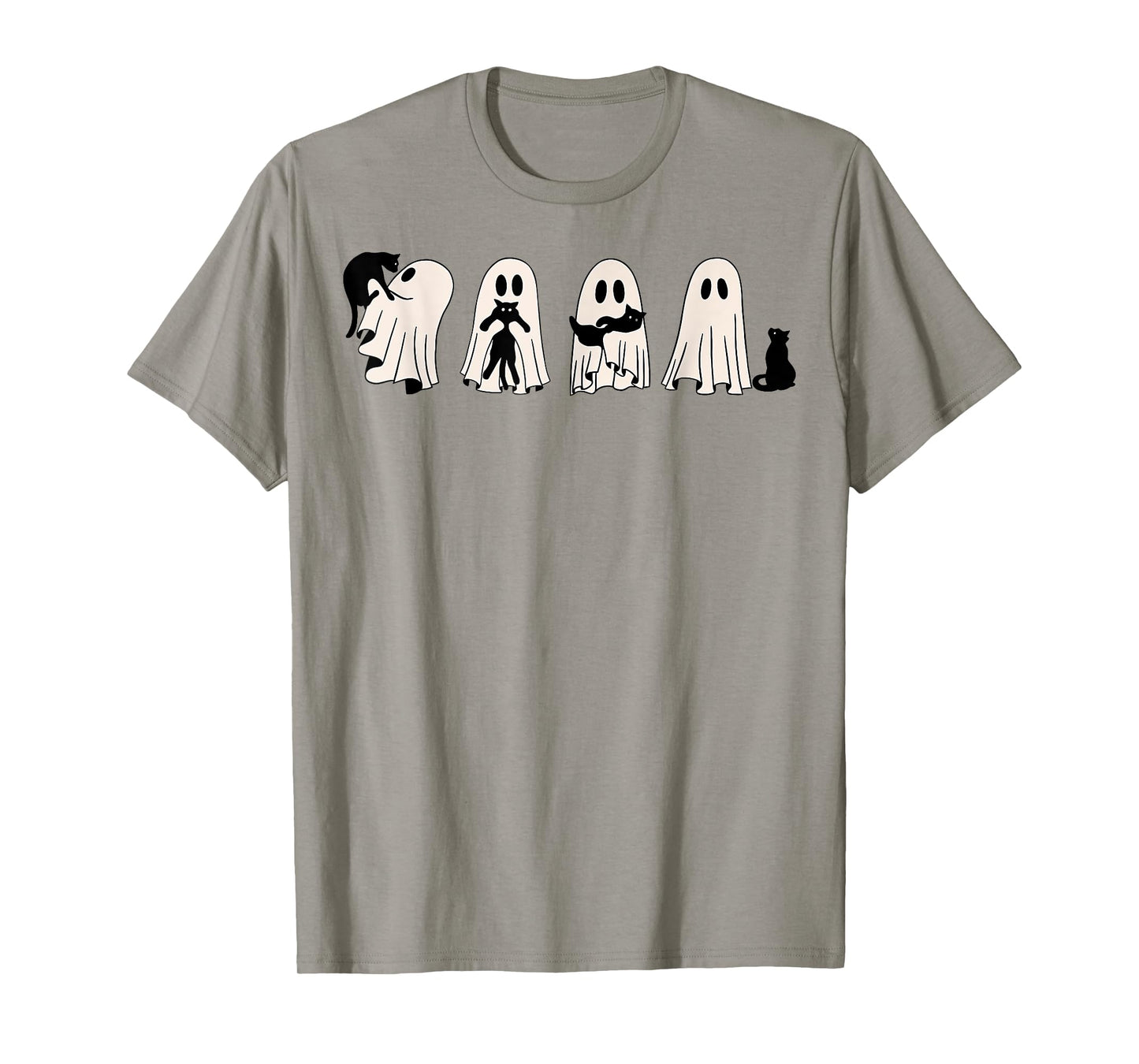 Ghost And Black Cat, Cute Ghost Holding Cat Men Women Girls Kids T-Shirt