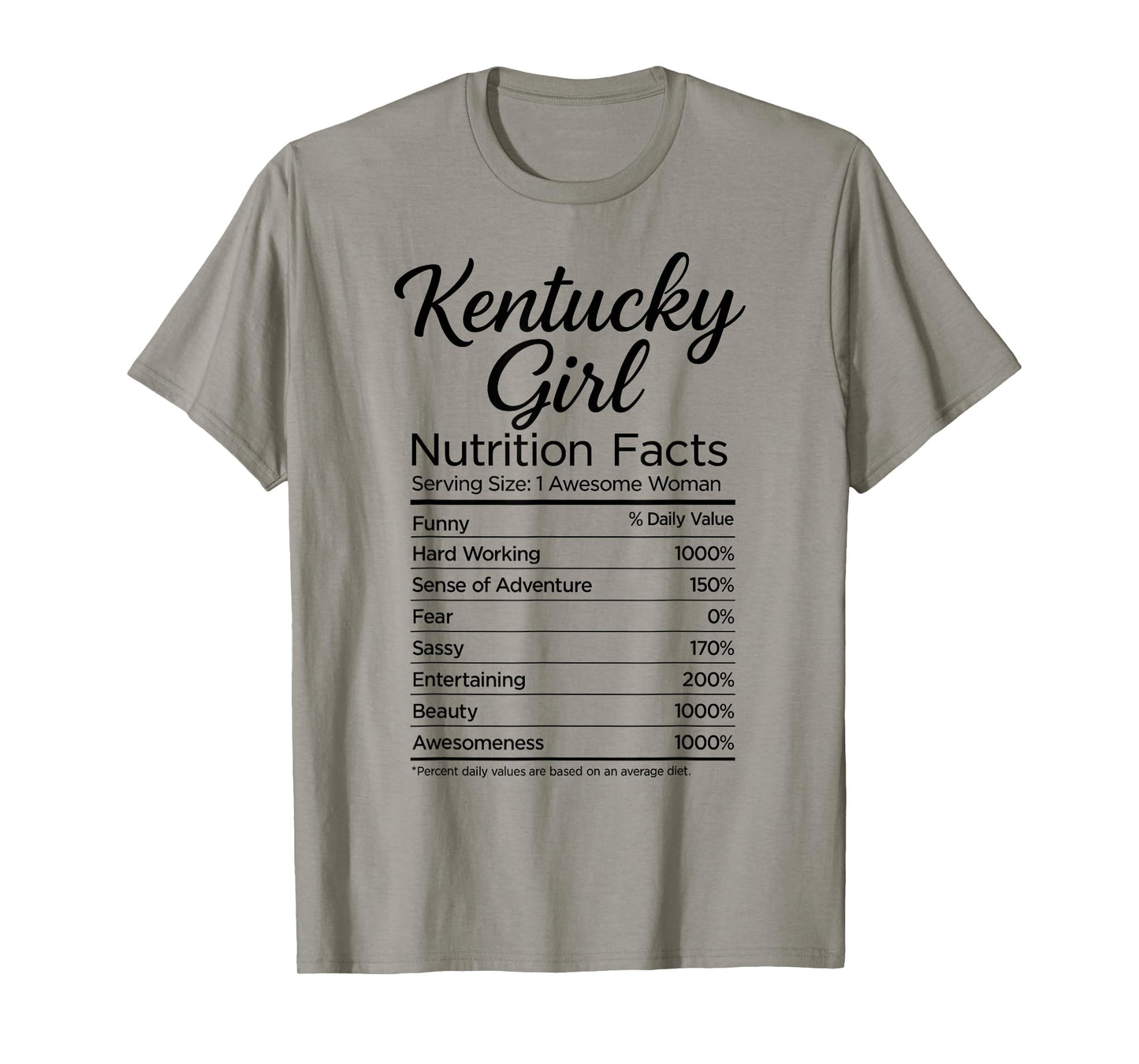 Kentucky Girl Nutrition Facts Hometown Louisville Bluegrass T-Shirt