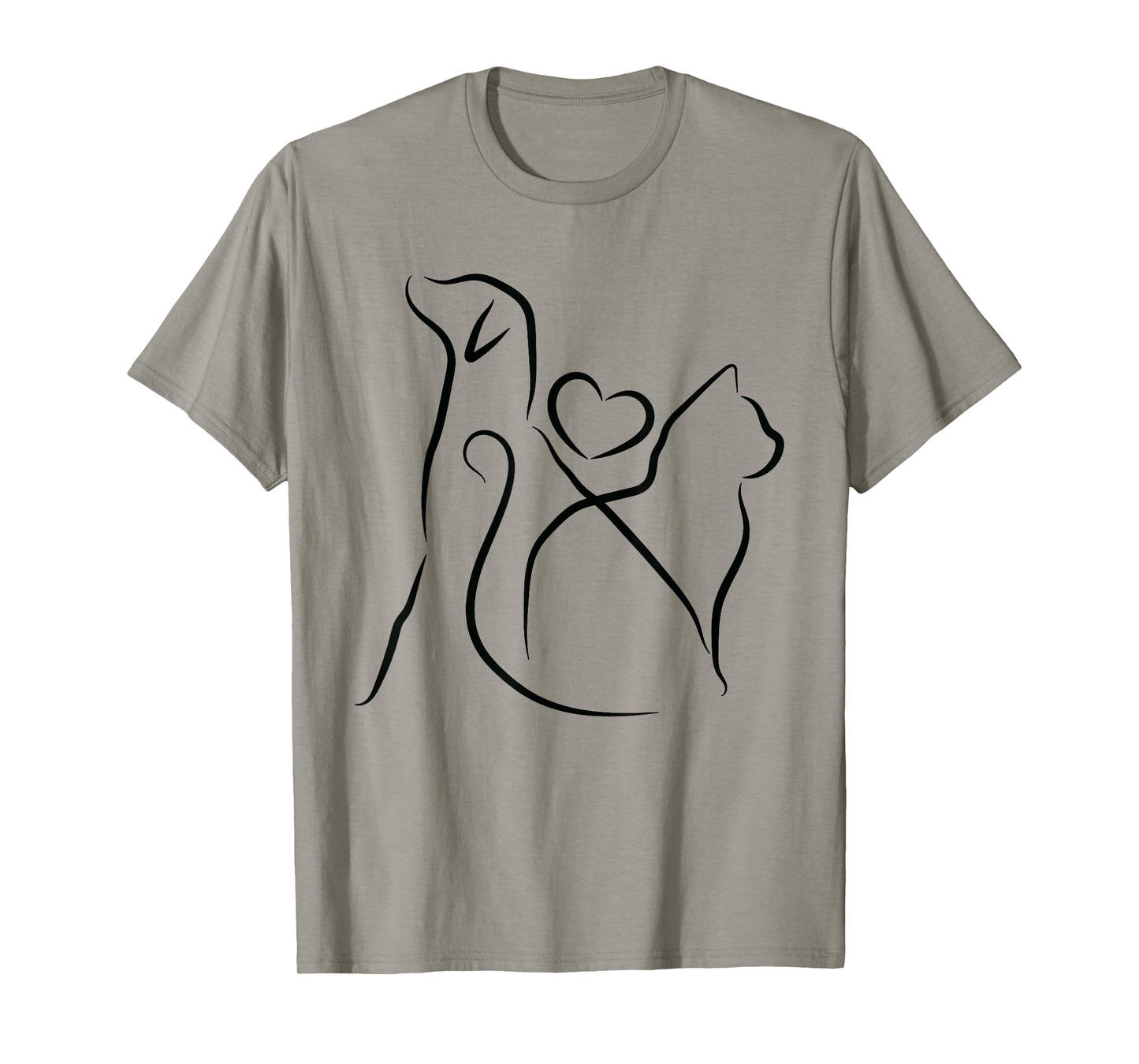 Dog Puppy and Baby Cat Heart - Animal Dog & Cat Heart T-Shirt