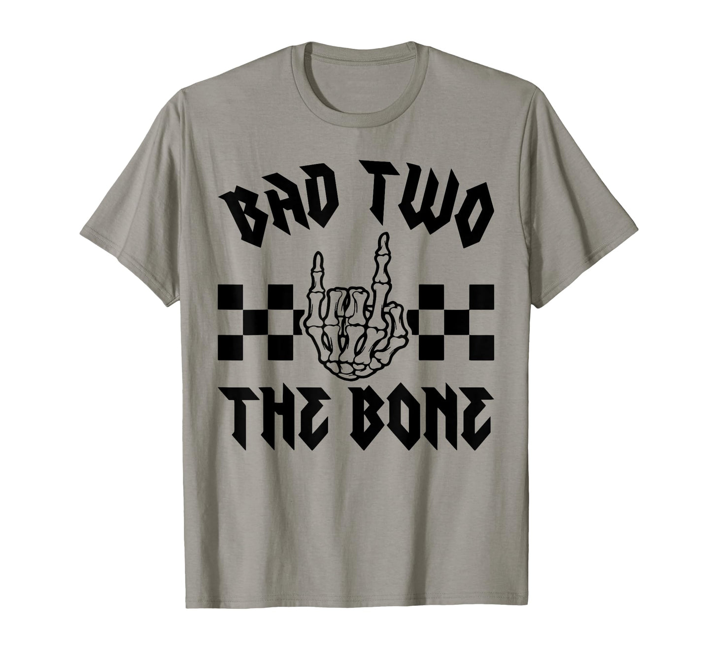 Bad Two the Bone Skeleton Rock Hand Birthday 2 Years Old T-Shirt