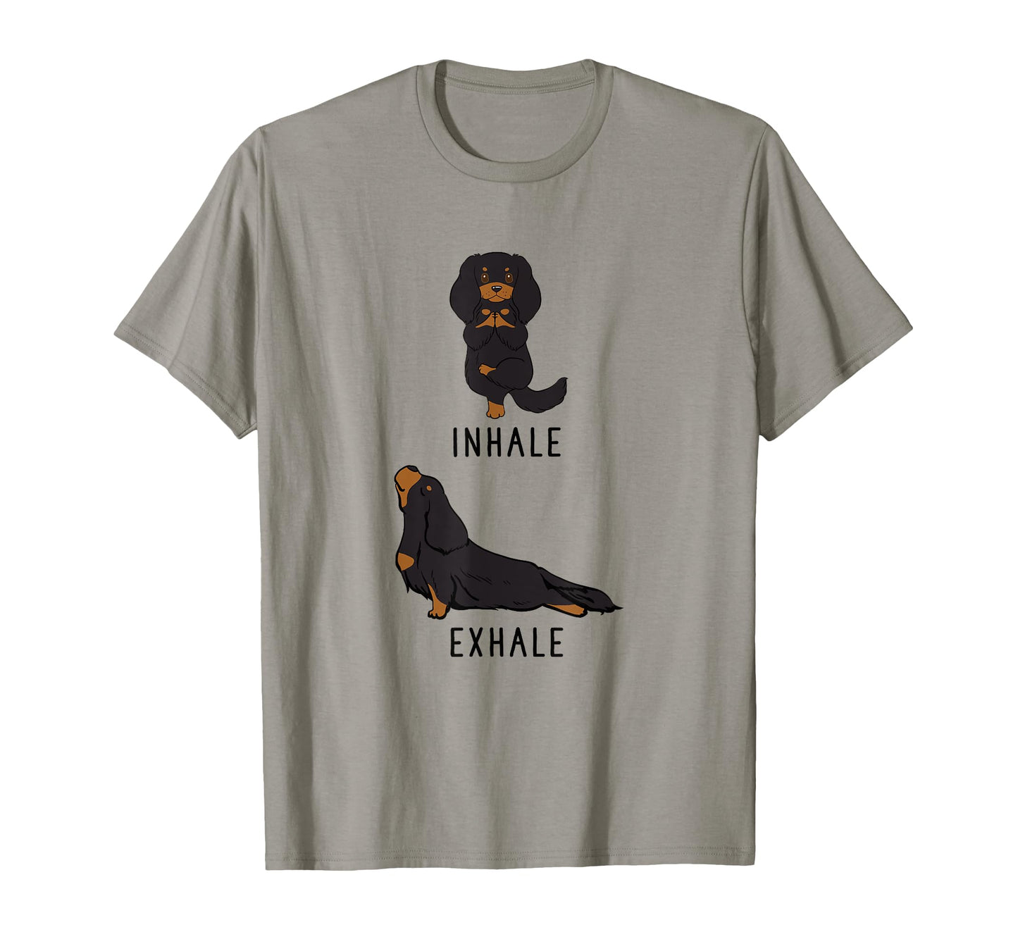Inhale Exhale Cavalier King Charles Spaniel Funny Dog Yoga T-Shirt for Men Women Girls Kids
