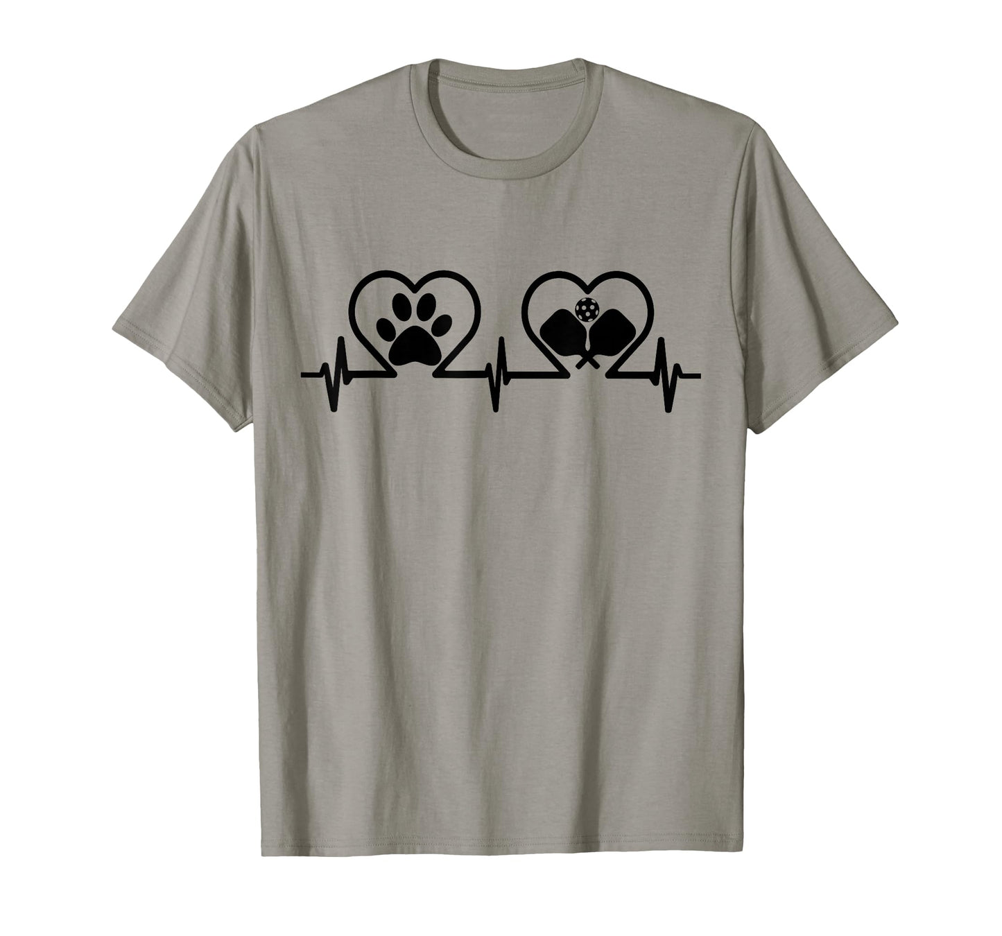 Dog Paw Heart Heartbeat Pickleball Player Funny Dog Lovers T-Shirt