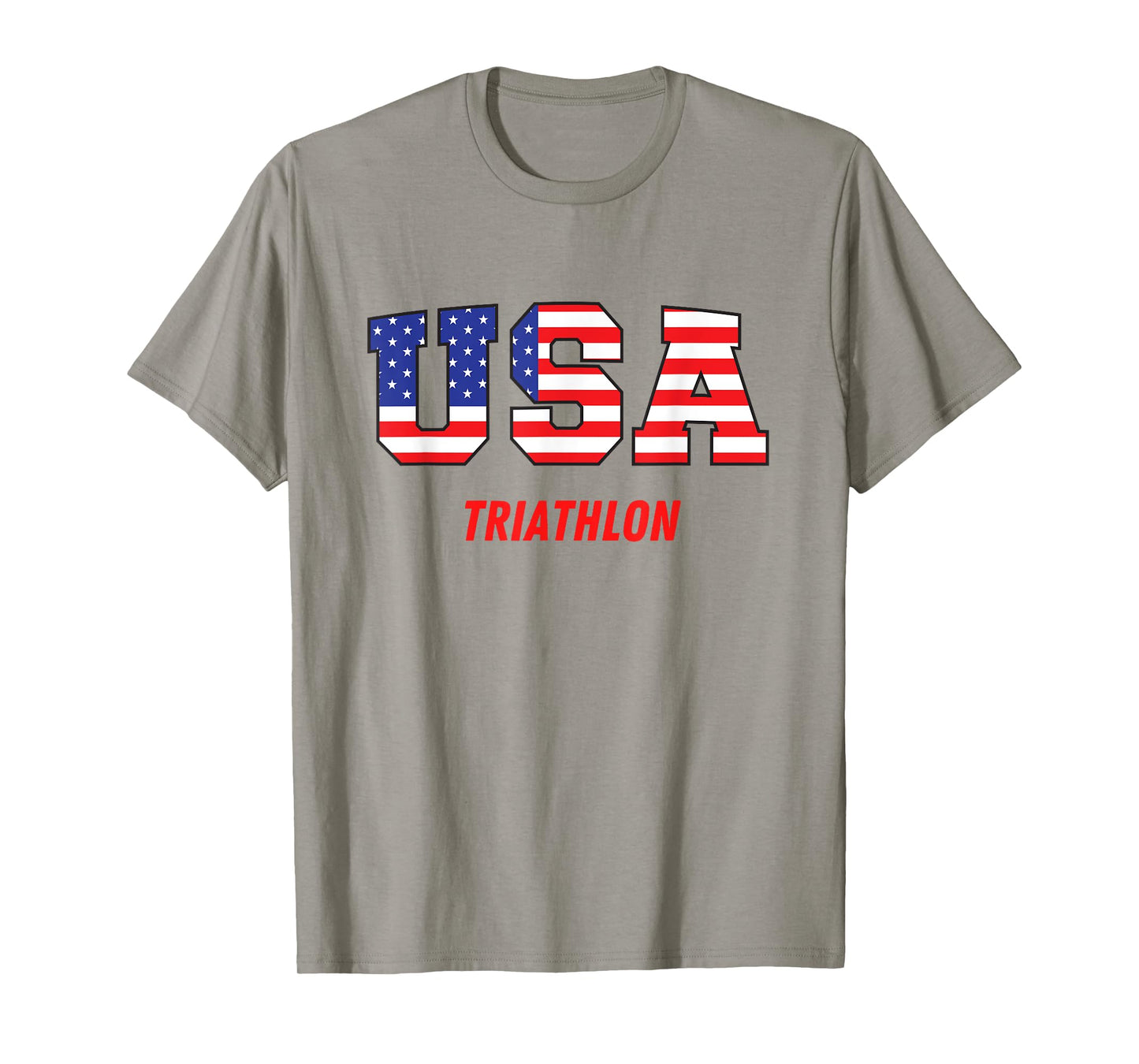 Triathlon USA Go Team Sport Patriotic American Flag T-Shirt
