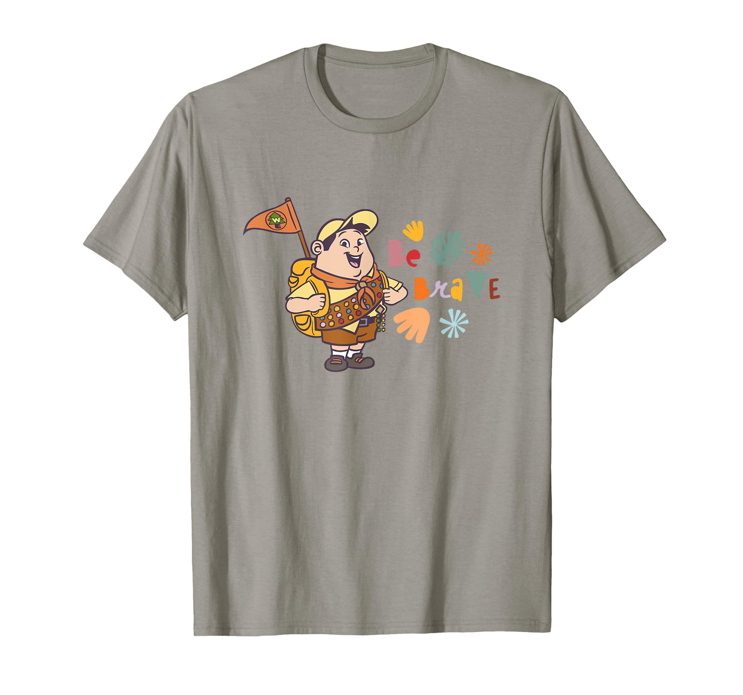 Disney Pixar Up Be Brave Cute Russell Colorful Chest Logo T-Shirt