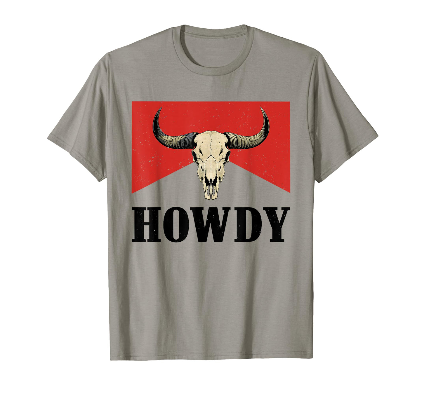 Country Graphic Bull Skull Cowboy Western Howdy Name Vintage T-Shirt
