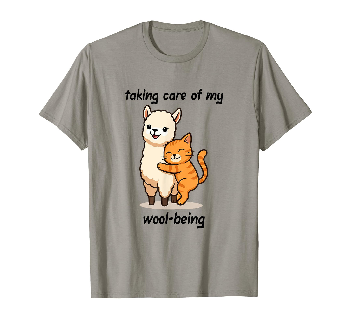 Cat and Llama Hugging | Funny Animal for Wellness Lovers T-Shirt