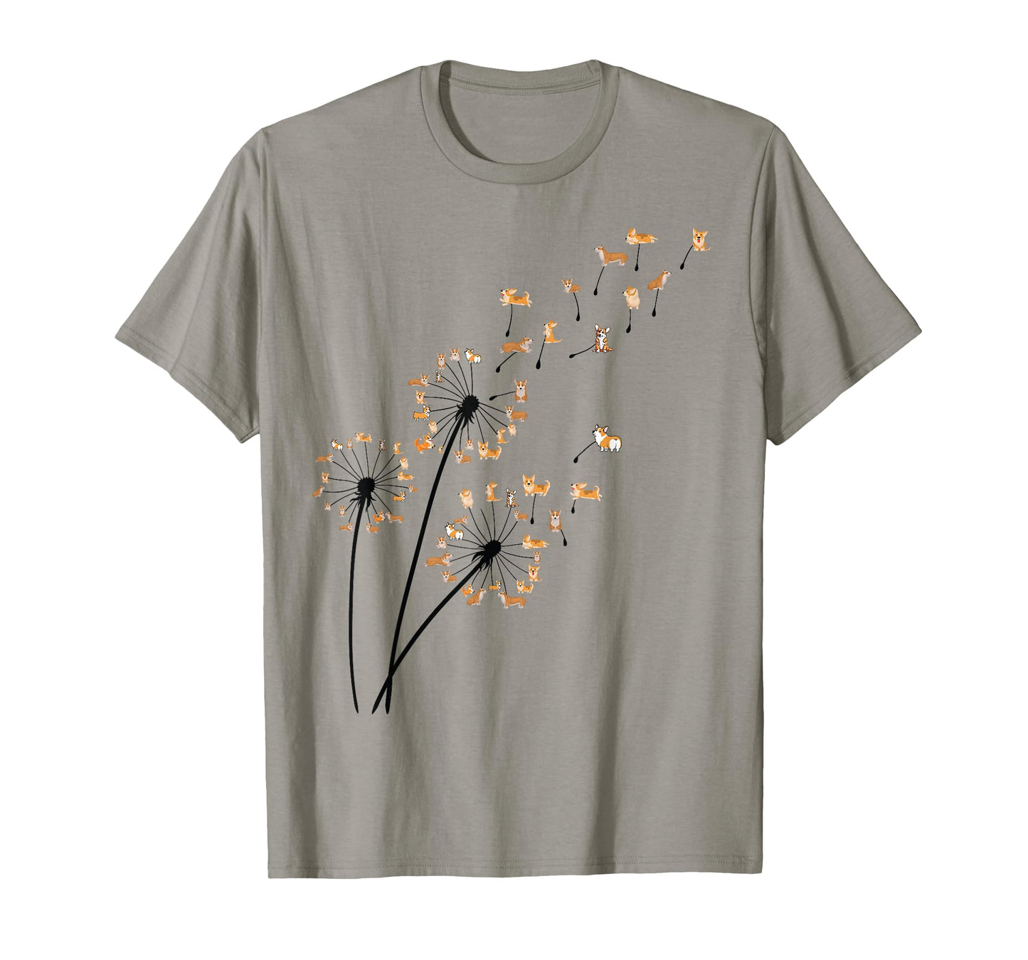Corgi Dog Shirt Flower Fly Dandelion Cute Dog Lover Funny T-Shirt