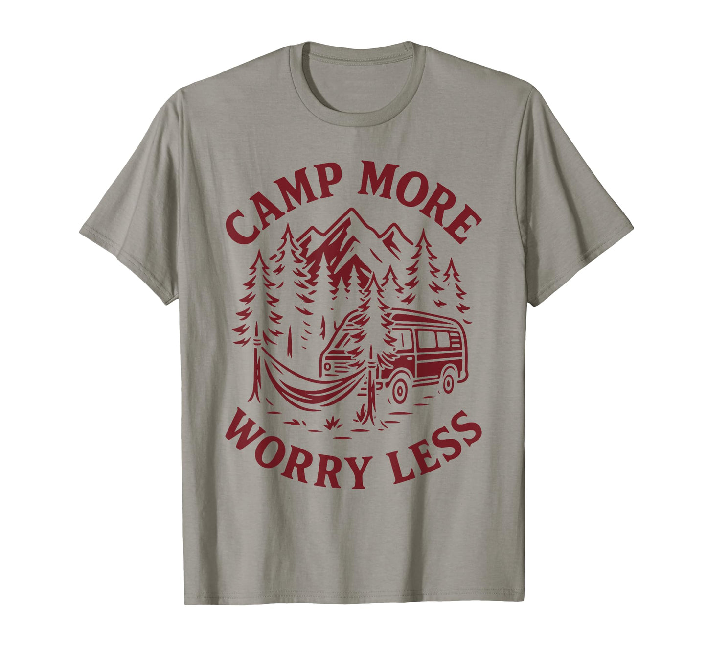 Camp More Worry Less Funny Camping Van T-Shirt