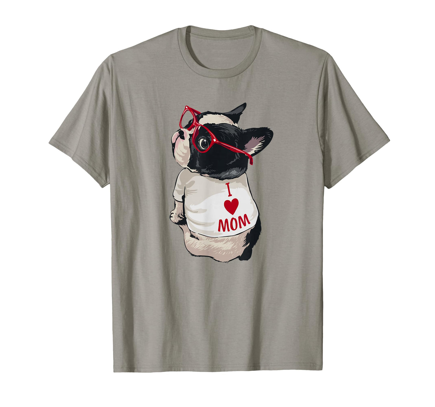 Womens Girls I Heart Mom Love Mama Boston Terrier Dog Lover T-Shirt