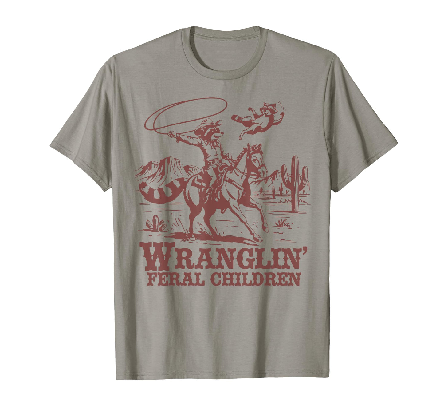 Wranglin’ Feral Kids Funny Raccoon Western Mom Country T-Shirt