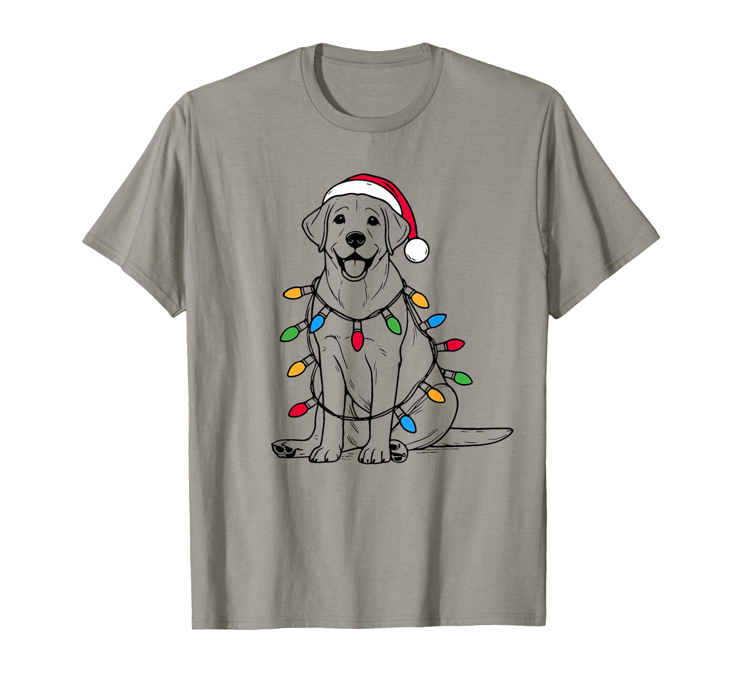 Retro Santa Labrador Retriever Christmas Lights Dog Lover T-Shirt