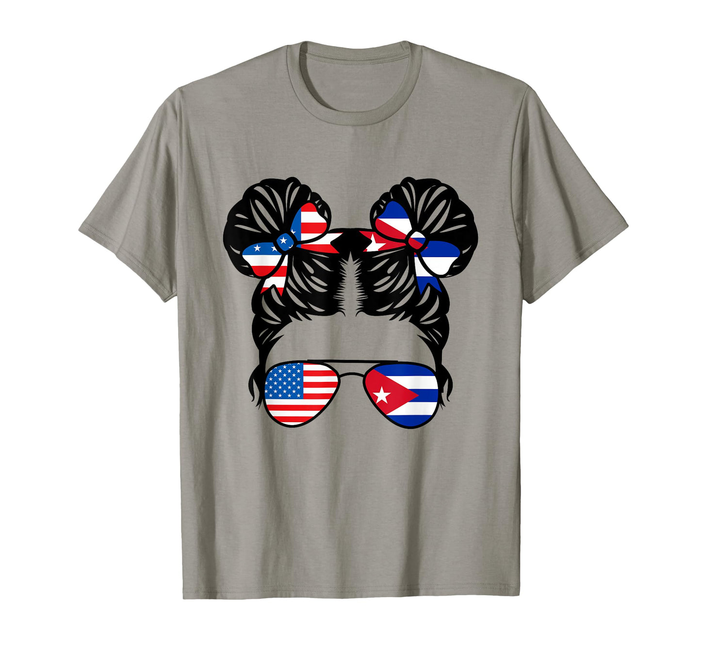 Half American Half Cuban Girl USA Cuba Flag Patriot T-Shirt