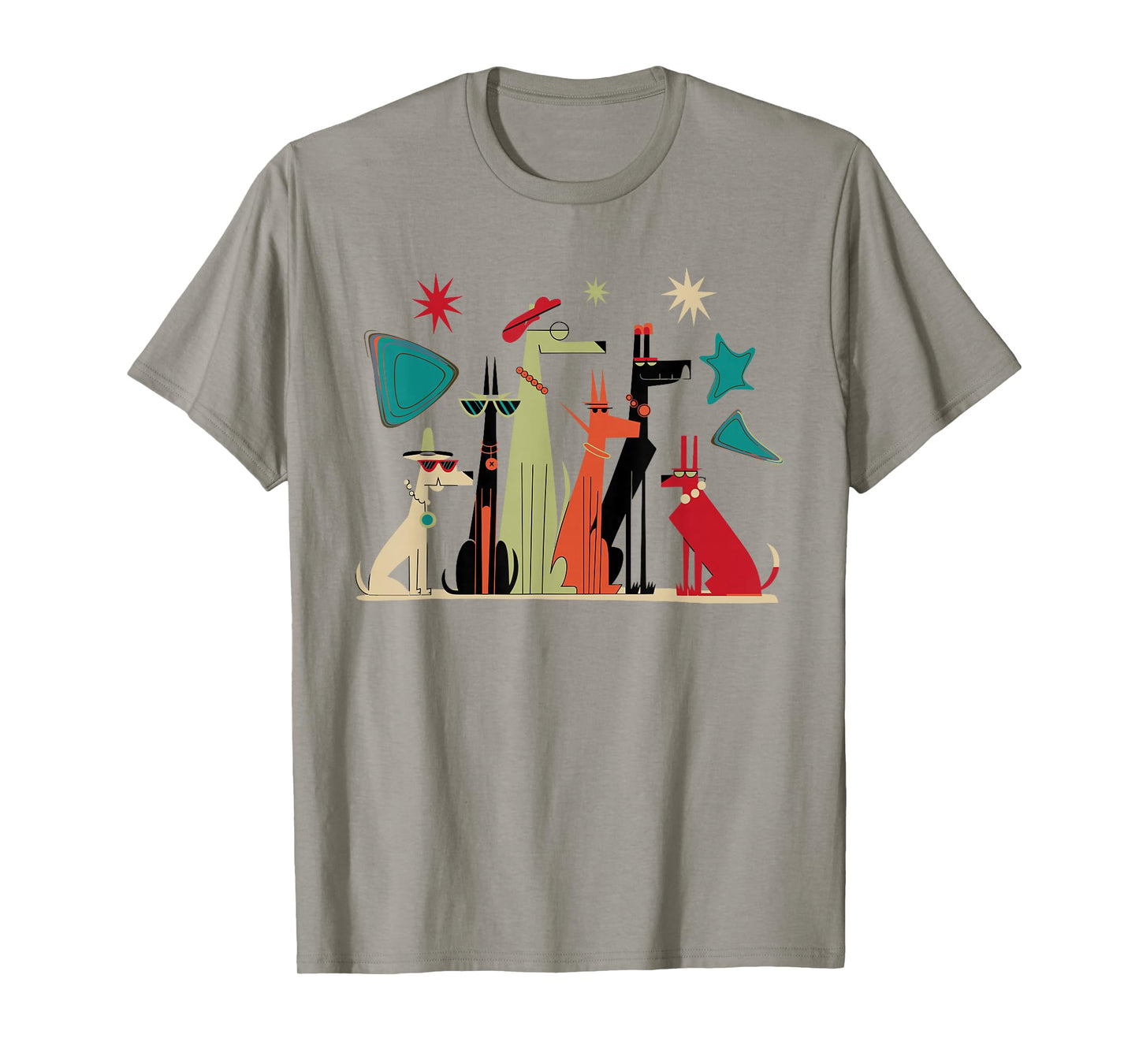 Mid-Century Modern Cool Dogs Retro Geometric Art Dog Lovers T-Shirt