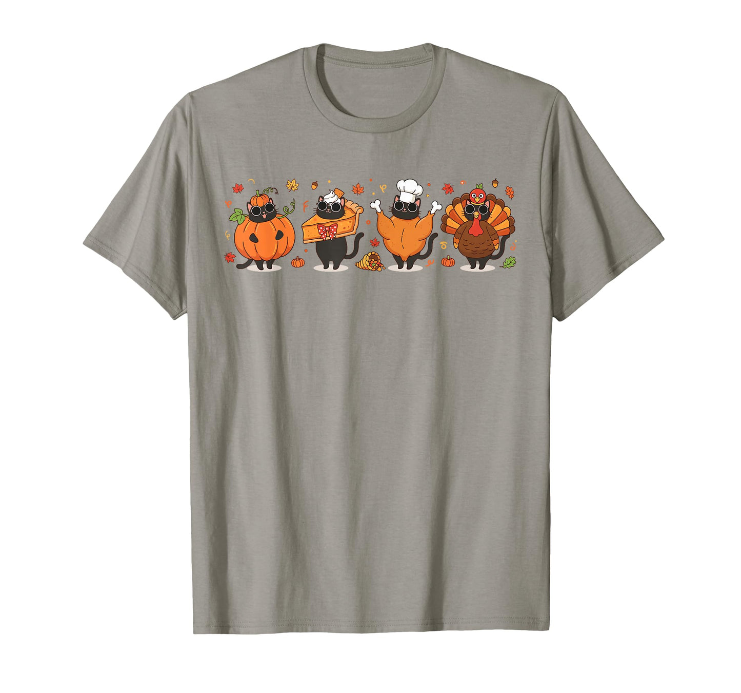 Black Cat Pumpkin Pie Turkey Thanksgiving Fall Cat Lovers T-Shirt