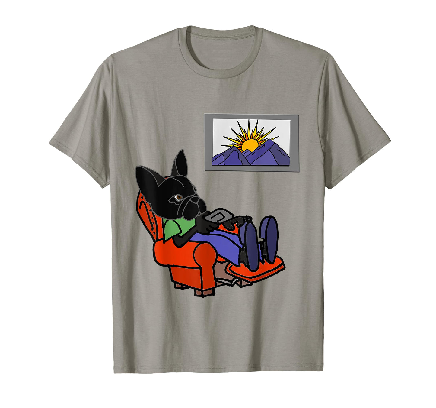 Smileteespetsa Funny Black French Bulldog Dog Watching TV Men Women Kids T-Shirt
