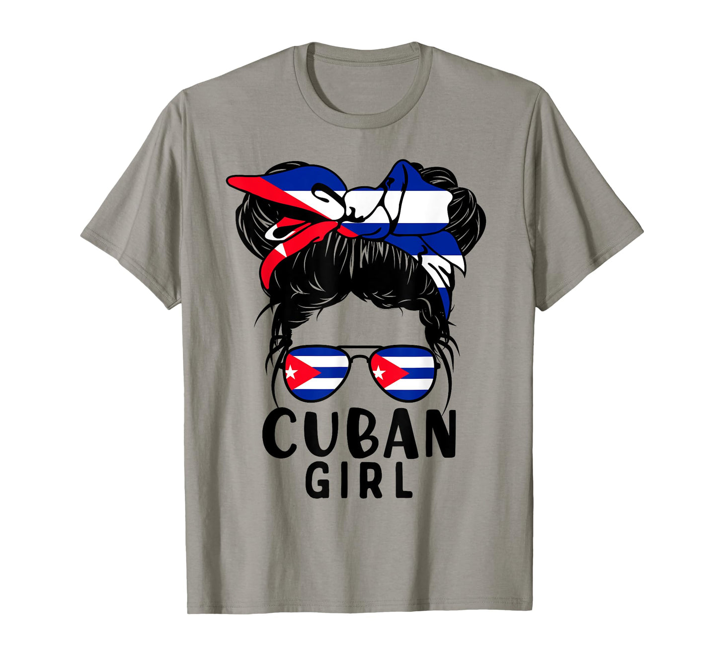 Cuban Girl Messy Hair Cuba Pride Patriotic Womens Kids T-Shirt