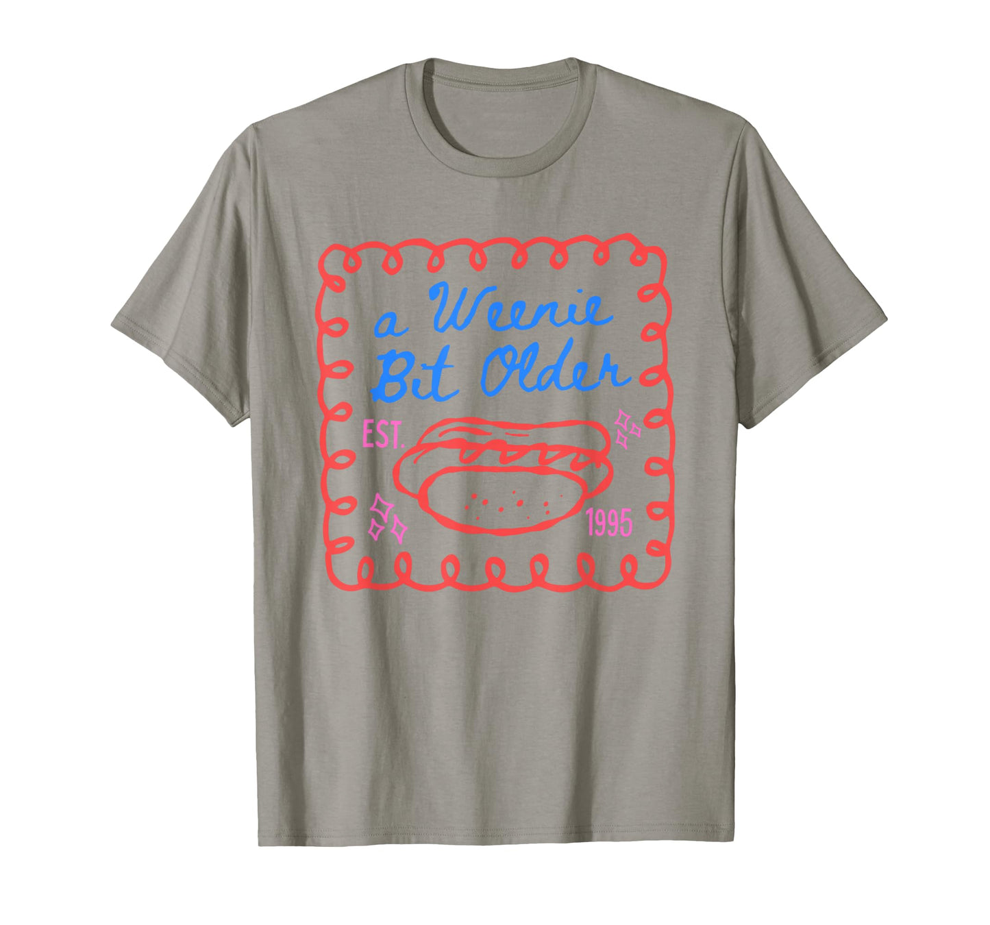 a Weenie Bit Older Hot Dog 30th Birthday Stamp Art T-Shirt
