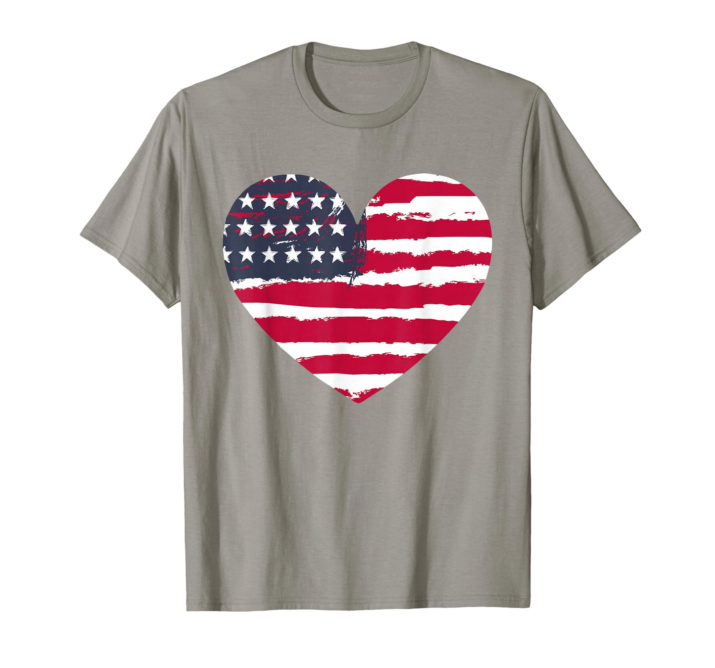 Girl American Flag Heart Cute 4th July Women Teen Patriotic T-Shirt