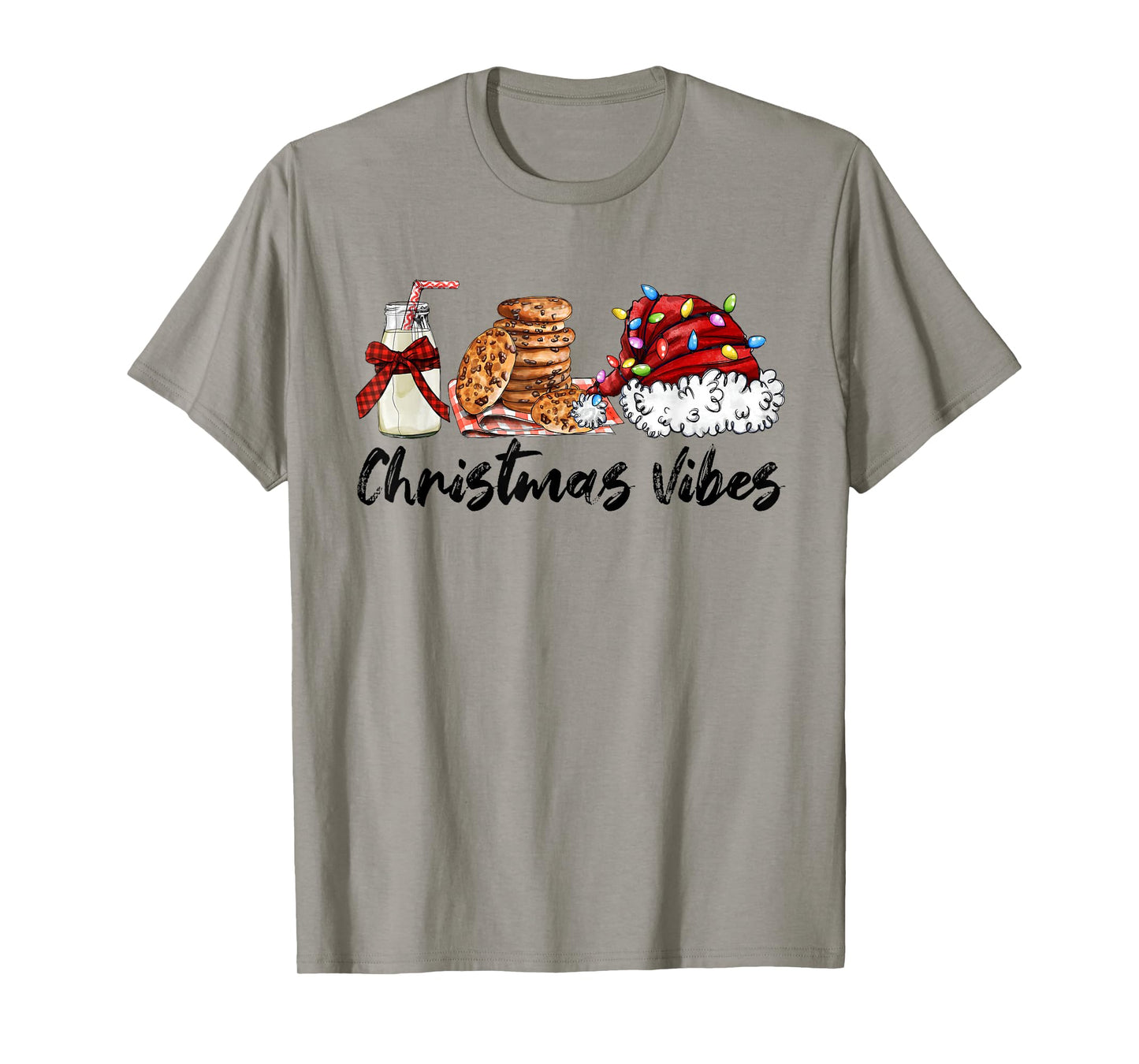 Christmas Vibes Santa Milk and Cookies Xmas Lights T-Shirt