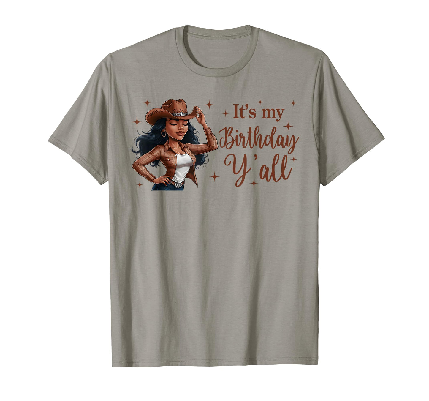 It's My Birthday Y'all Western Rodeo Birthday Black Cowgirl T-Shirt