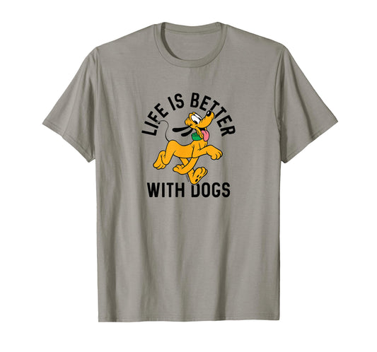 Pluto Life is Better with Dogs T-Shirt Small