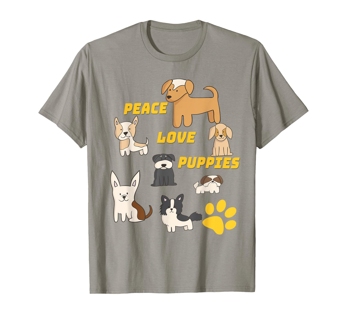 Peace Love Puppies Paw Print T Shirt