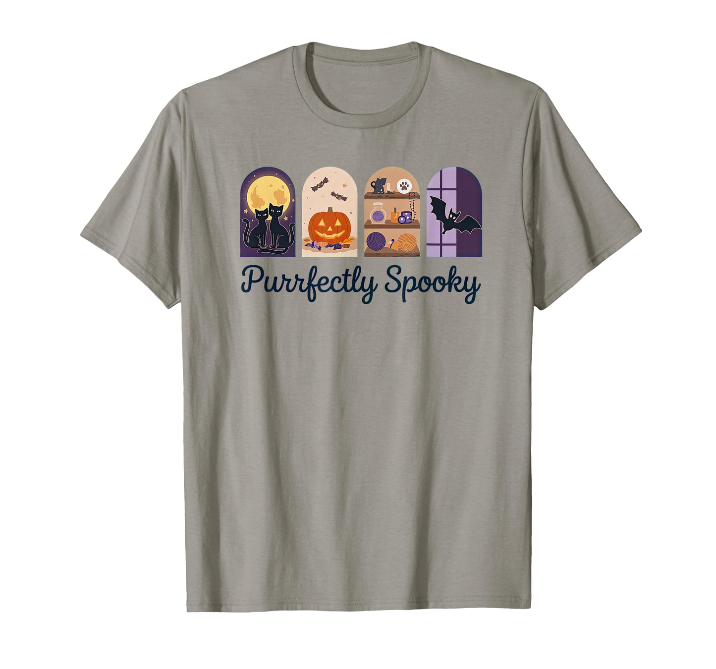 Cute Halloween Black Cats Funny Saying Purrfectly Spooky T-Shirt