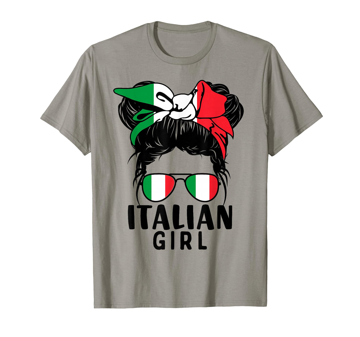Italian Girl Messy Hair Italy Pride Patriotic Womens Kids T-Shirt