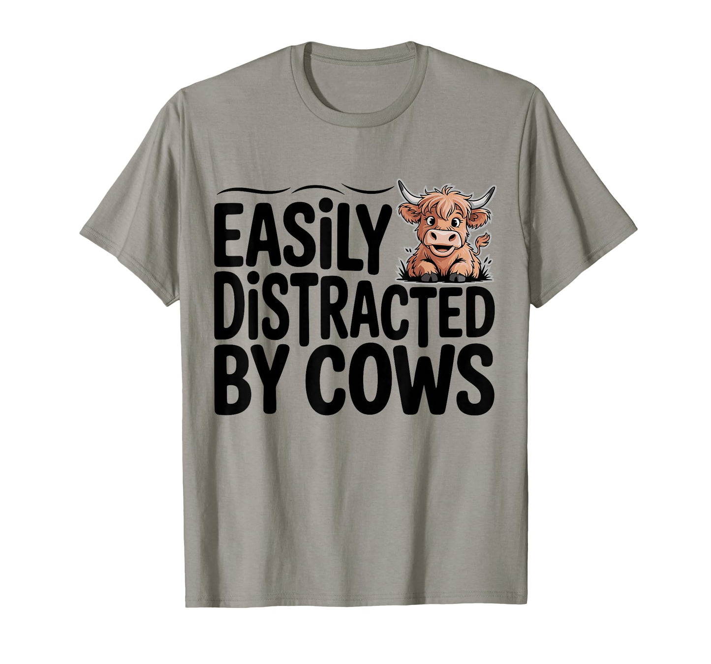Easily Distracted by Cows Western Highland Cow T-Shirt