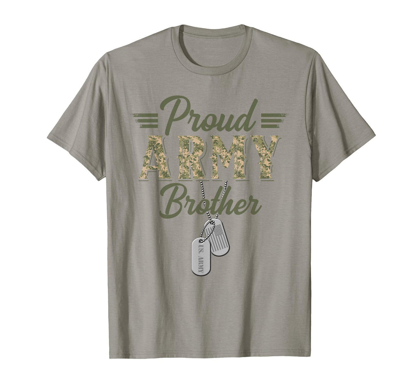 Proud Army Brother Military Brother with Dog Tag US Flag T-Shirt