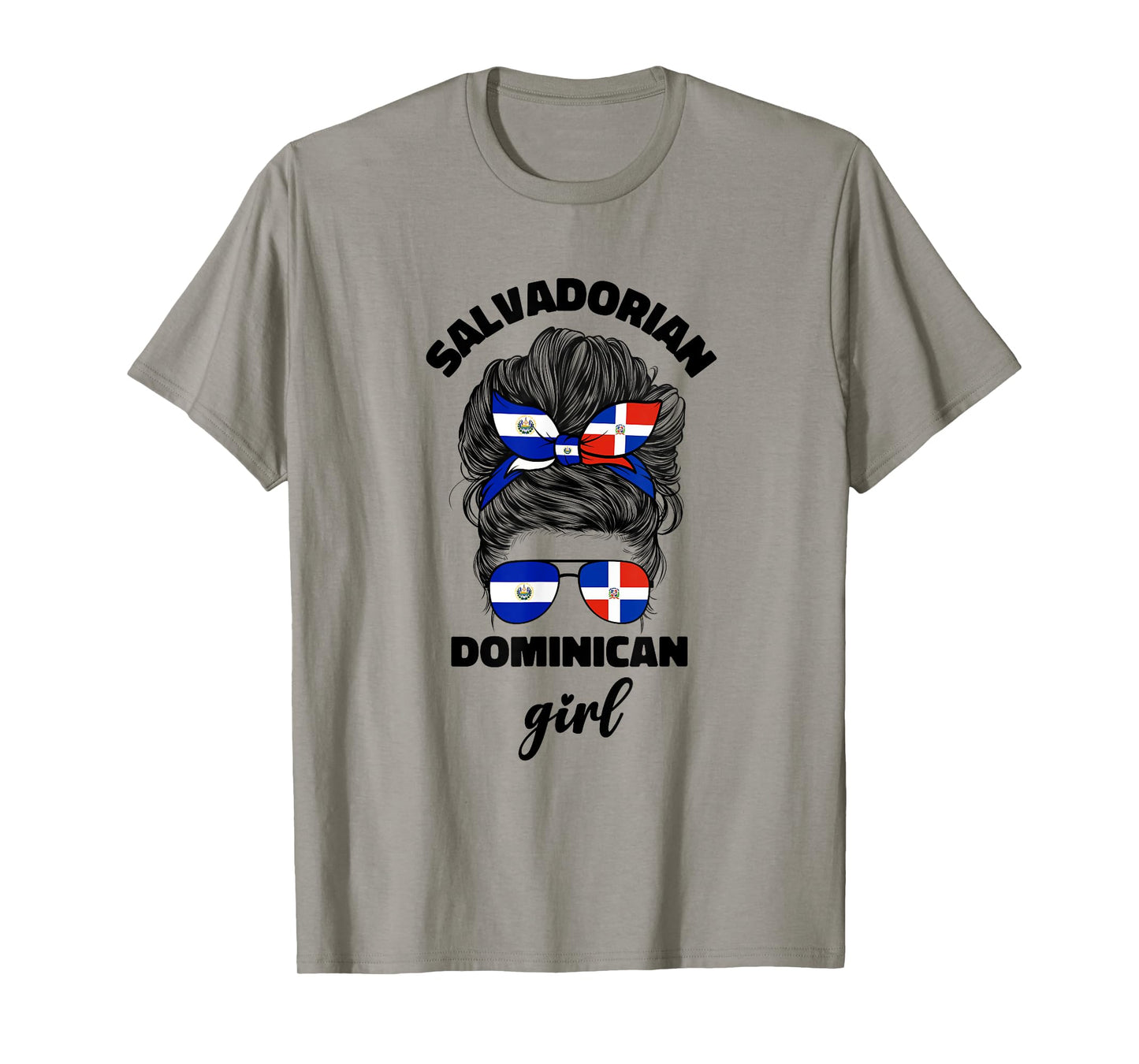 Half Dominican And Salvadorian El Salvador Flag Girl Women T-Shirt
