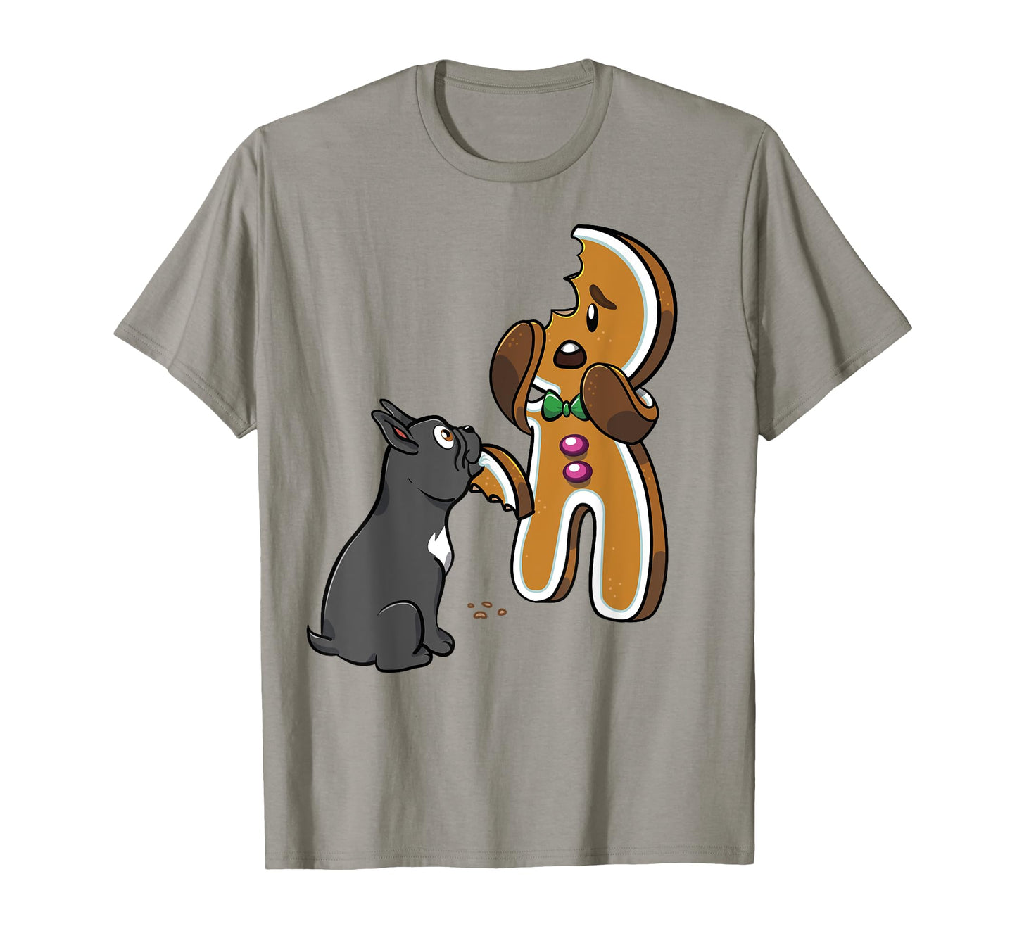 Funny Frenchie Xmas Tees French Bulldog Gingerbread Man Christmas Unisex Adult T-Shirt Blue Small