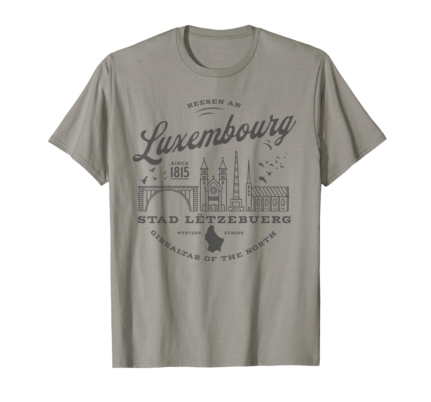 Travel to Luxembourg Western Europe Vintage Skyline T-Shirt