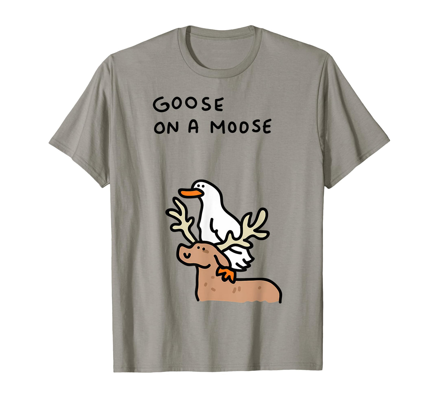 Funny Goose On A Moose - Animal Goose Meme T-Shirt