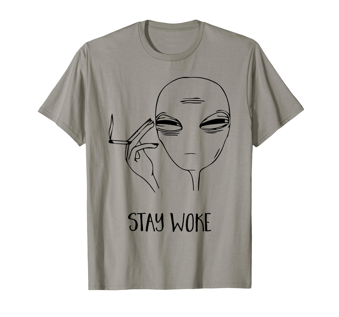 STAY WOKE Cool Smoking Alien T Shirt Area 51, I Believe UFO
