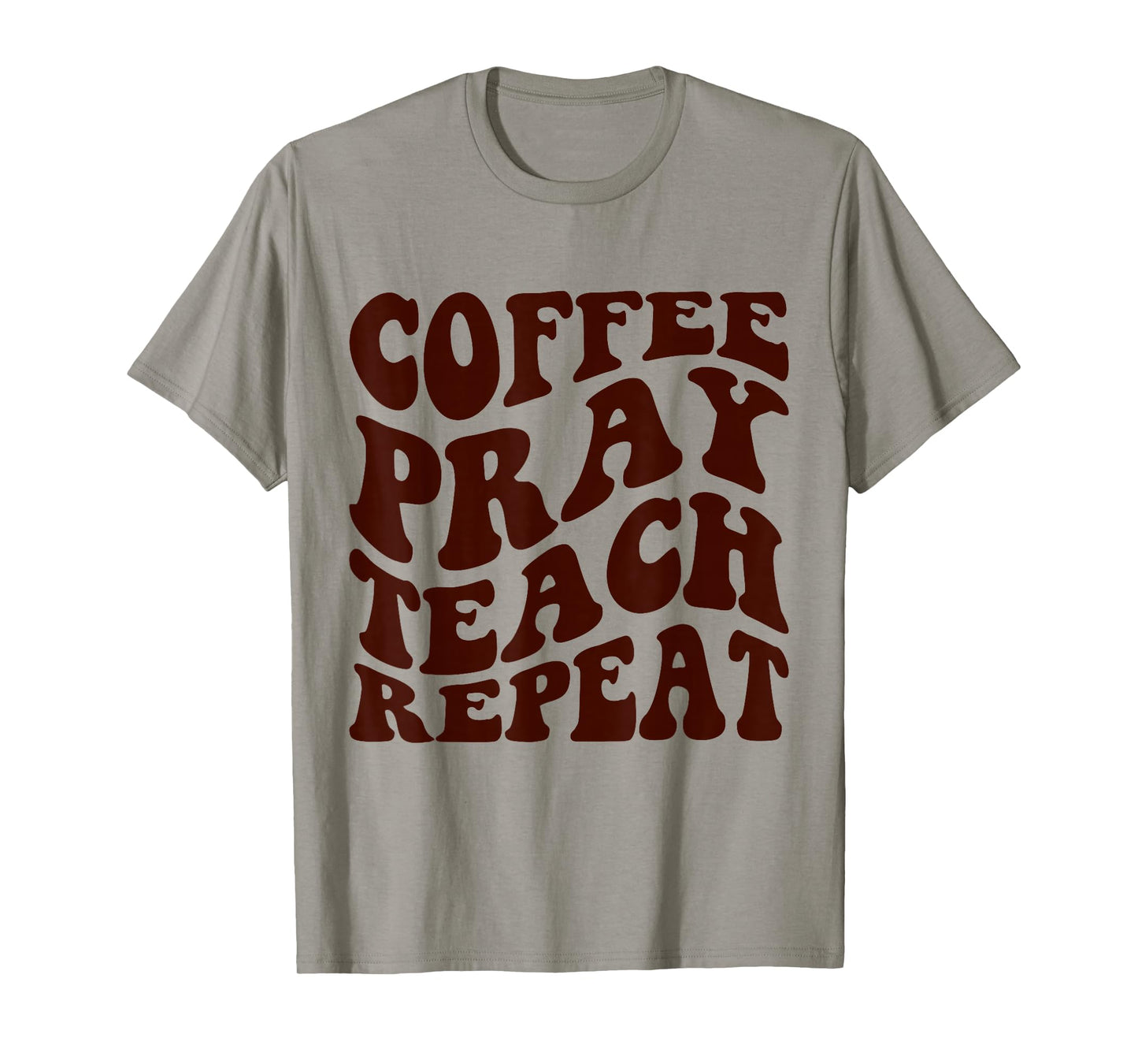 Homeschool Mom Coffee Pray Teach Repeat Retro Groovy T-Shirt