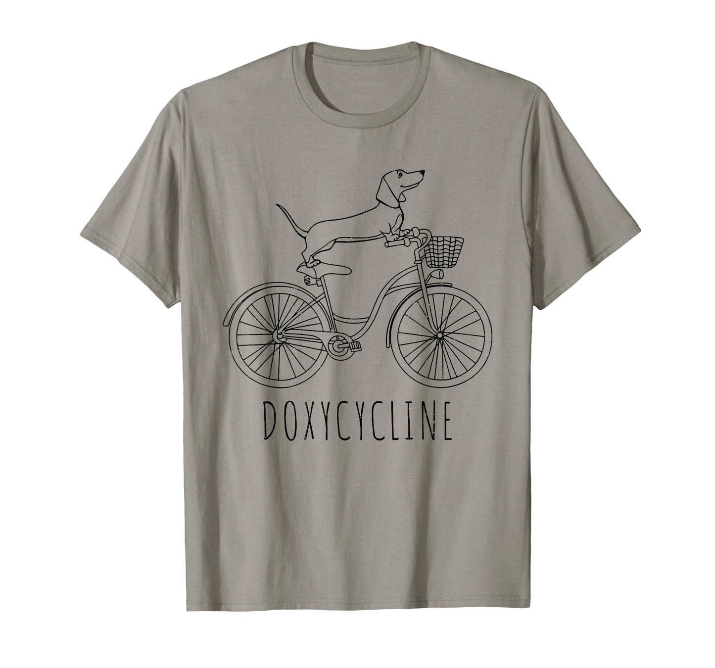 Retro Doxycycline Pharmacy Funny Dachshund On Bicycle T-Shirt