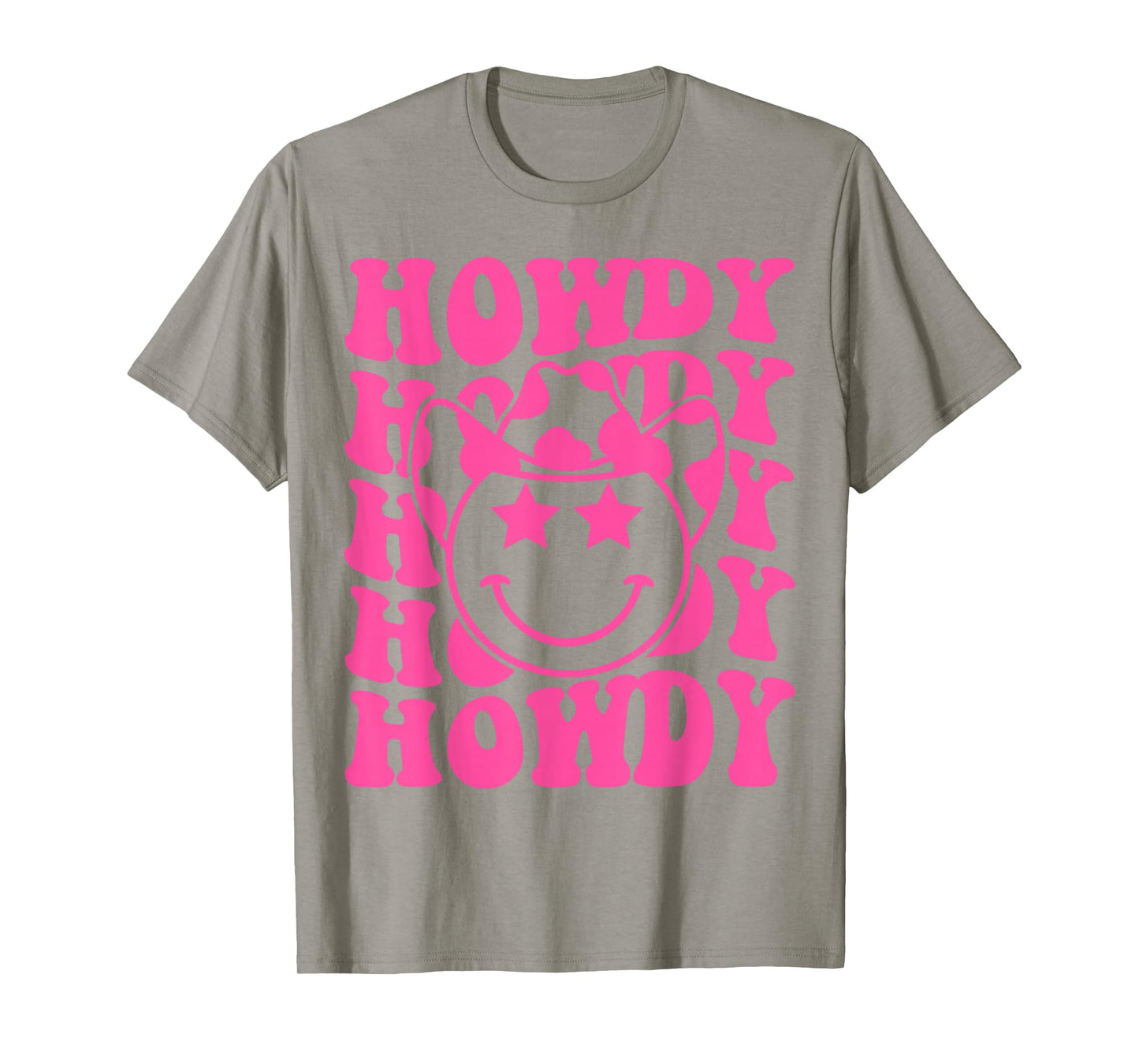 Pink Howdy Smile Face Rodeo Western Country Southern Cowgirl T-Shirt