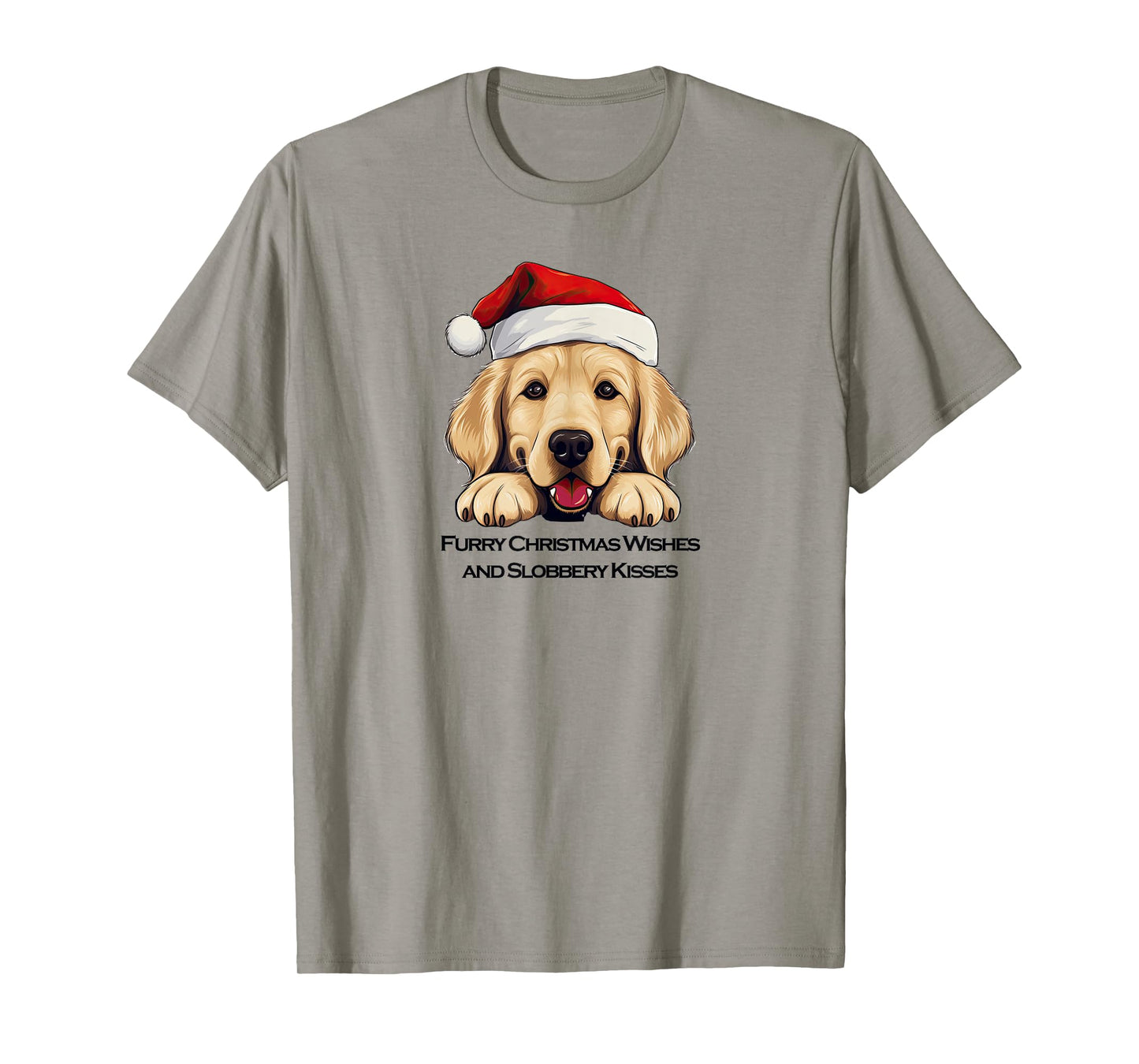 Merry Xmas Golden Retriever Santa "Furry" Christmas Wishes T-Shirt
