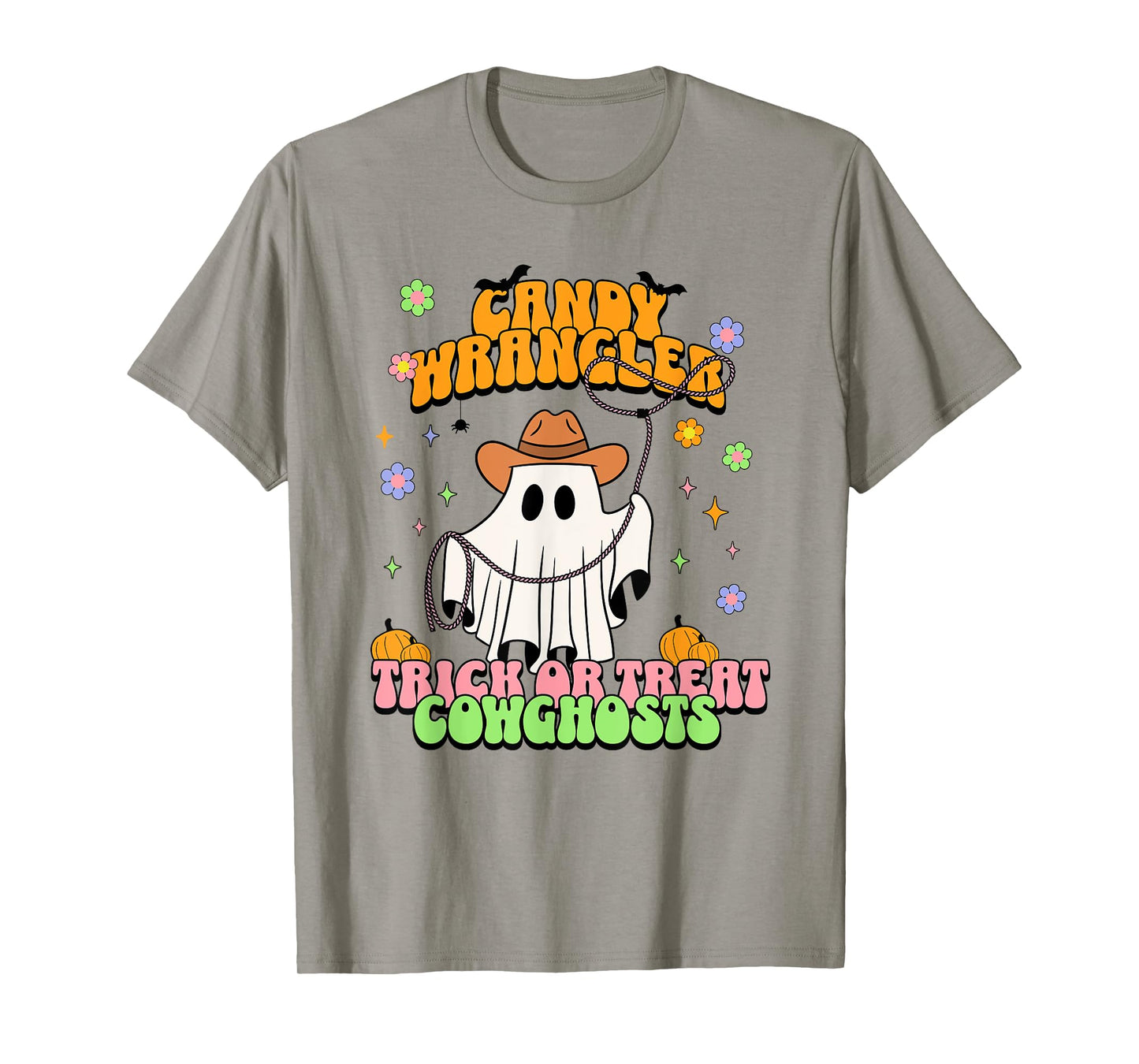 Cute Cowgirl Ghost Retro Western Groovy Halloween Treats T-Shirt
